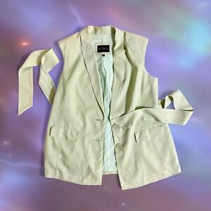 Eloquii Seafoam Sleeveless Blazer Vest Linen Blend
